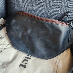 Nena Co El Don Navy Leather Sling Bag